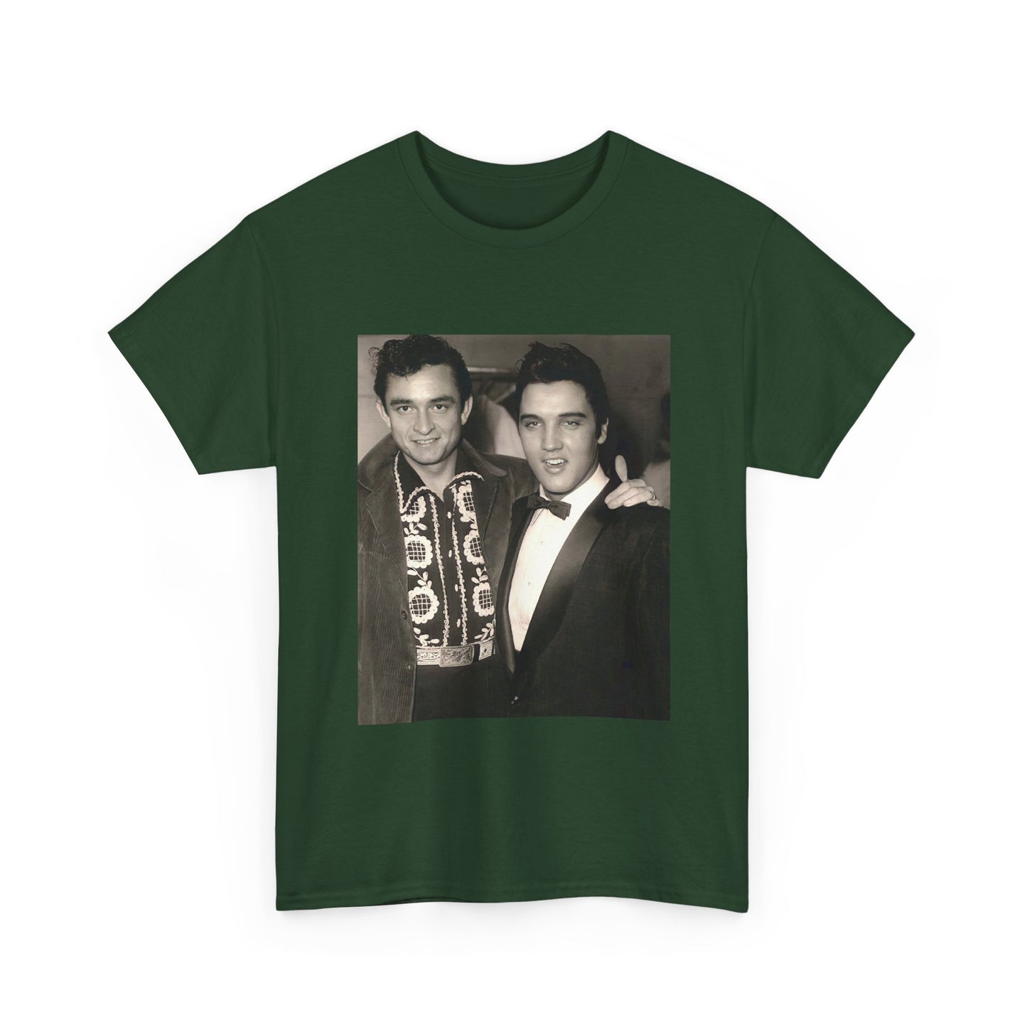 Elvis And Johnny cash shirt vintage graphic art black and white Heavy Cotton