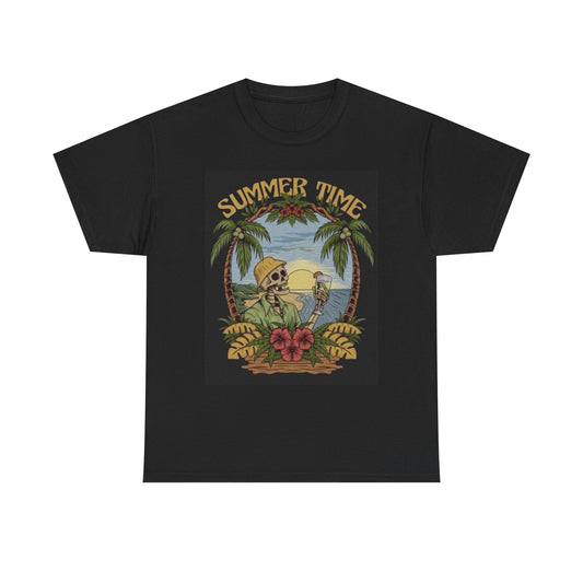 Summer Time Graphic T Shirt Tanning Funny Unisex Heavy Cotton Tee