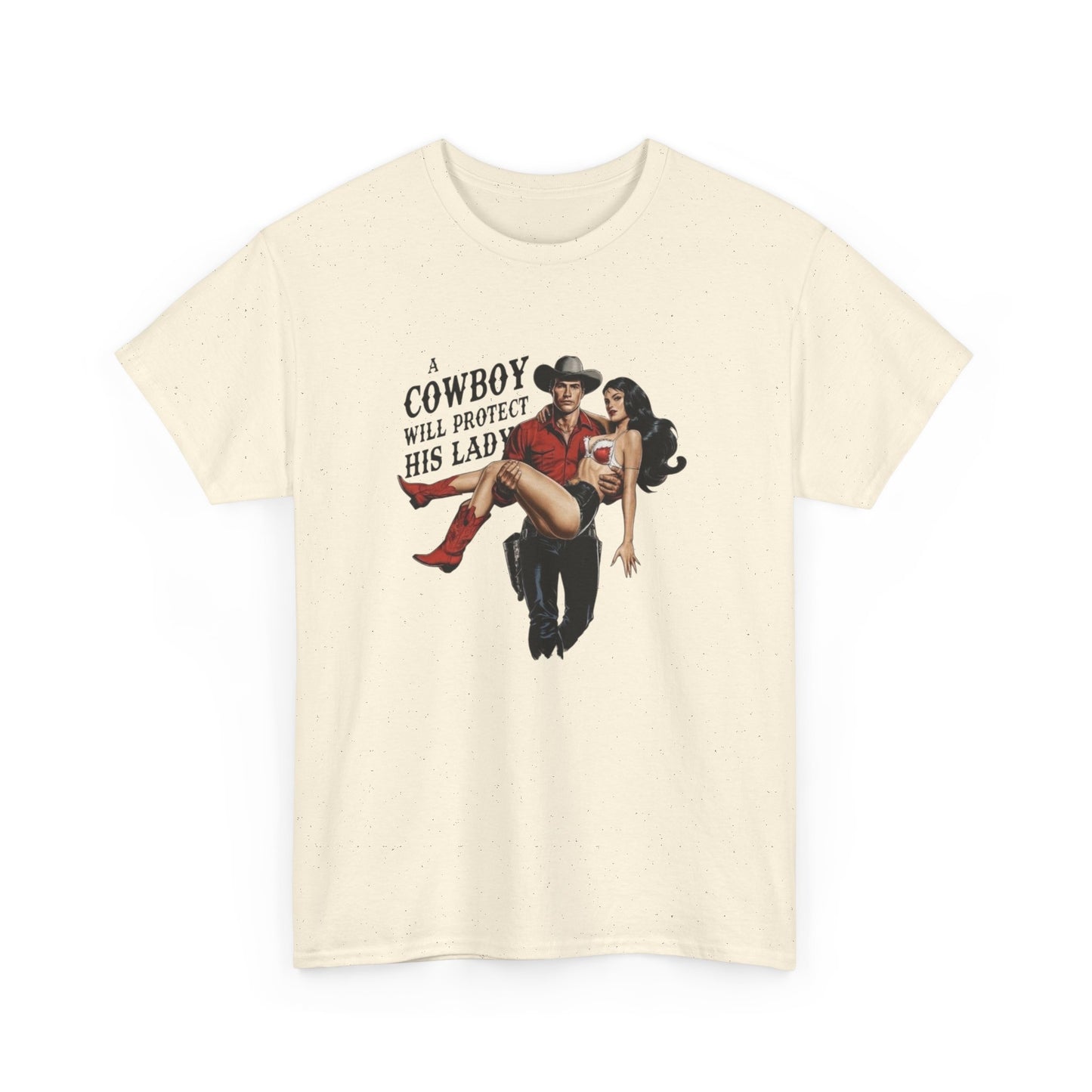 A Cowboy Will Save This Lady Graphic T-Shirt Women's Heavy Comfy Cotton Tee