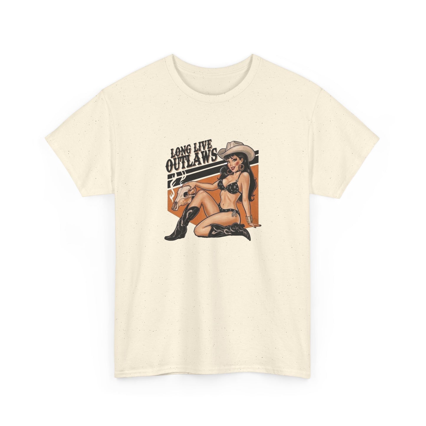 Long Live Outlaws Cowgirl Graphic T Shirt Unisex Heavy Cotton Tee GIFT NEW