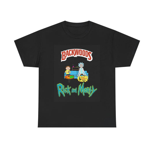 Rick And Morty BackWoods Tshirt Funny Weed 420 Cartoon Unisex Heavy Cotton Tee