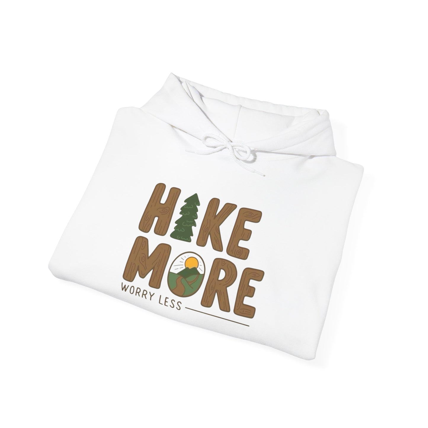 Hike More Worry Less Graphic Hoodie Unisex Heavy Blend™ Hooded Sweatshirt