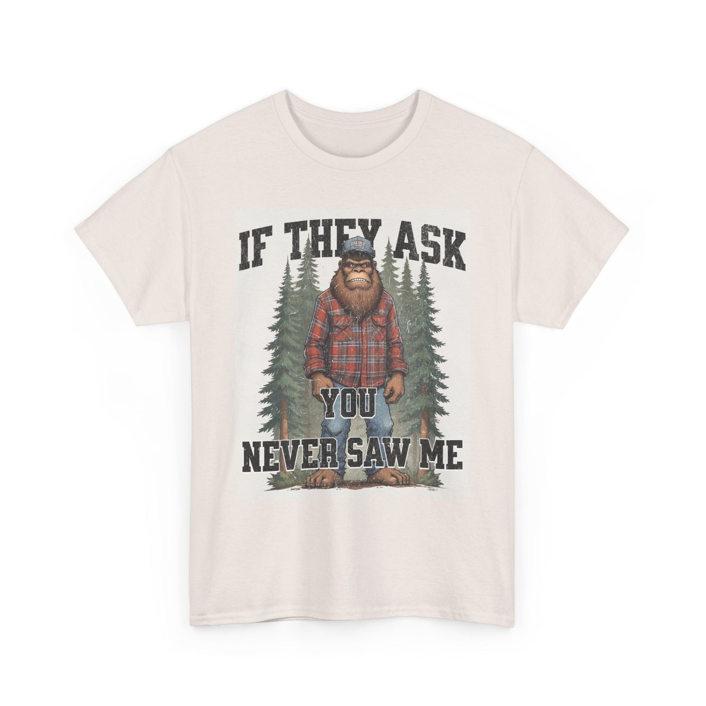 Funny Bigfoot Graphic T Shirt Outdoors Camping Jokes Unisex Heavy Cotton Tee