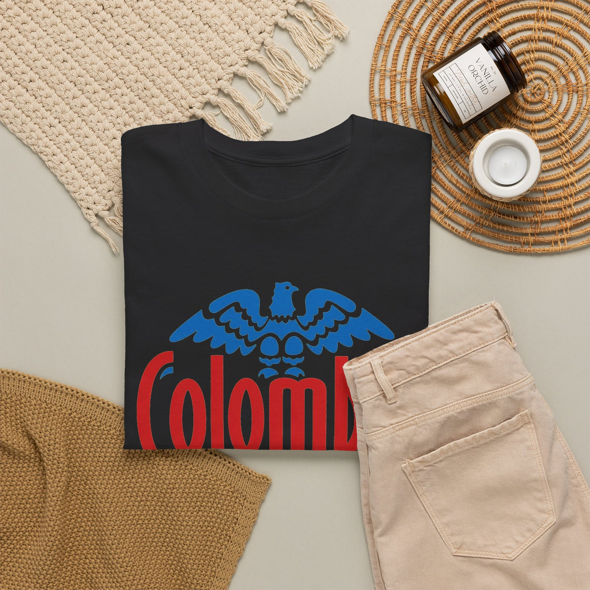 Colombia Graphic T Shirt Men's Travel Vintage Heavy Cotton Tee