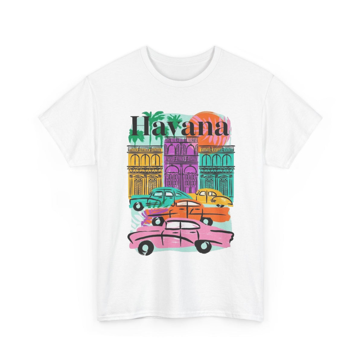 Havana Cuba Graphic T Shirt Men's Retro Travel Art Heavy Cotton Tee