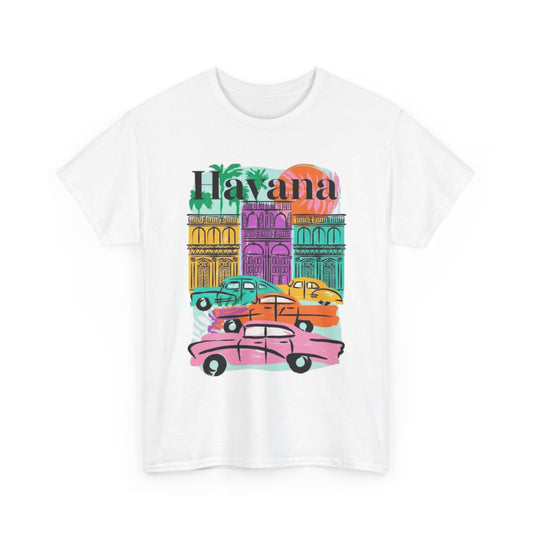Havana Cuba Graphic T Shirt Men's Retro Travel Art Heavy Cotton Tee