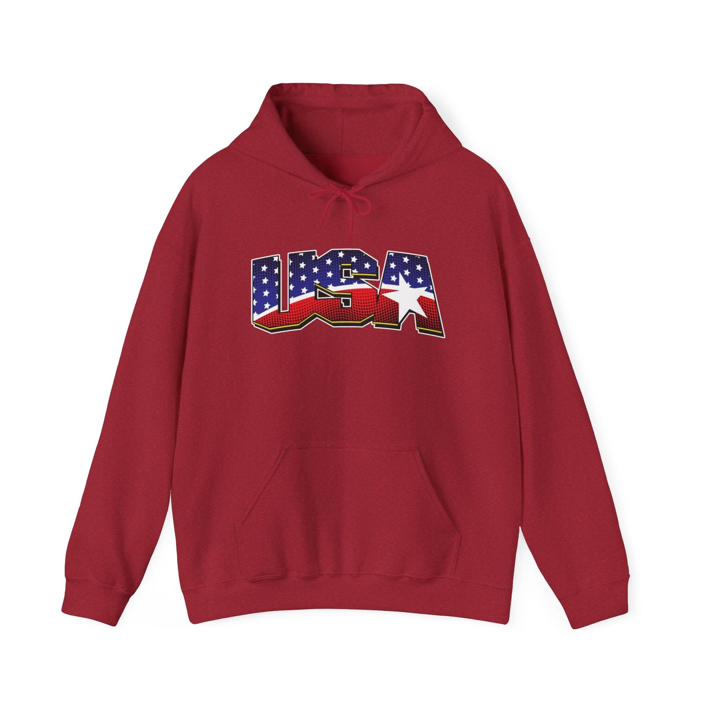 USA Stars And Stripes Retro 90's Graphic Hoodie Men's Heavy Blend™ Hooded Sweatshirt