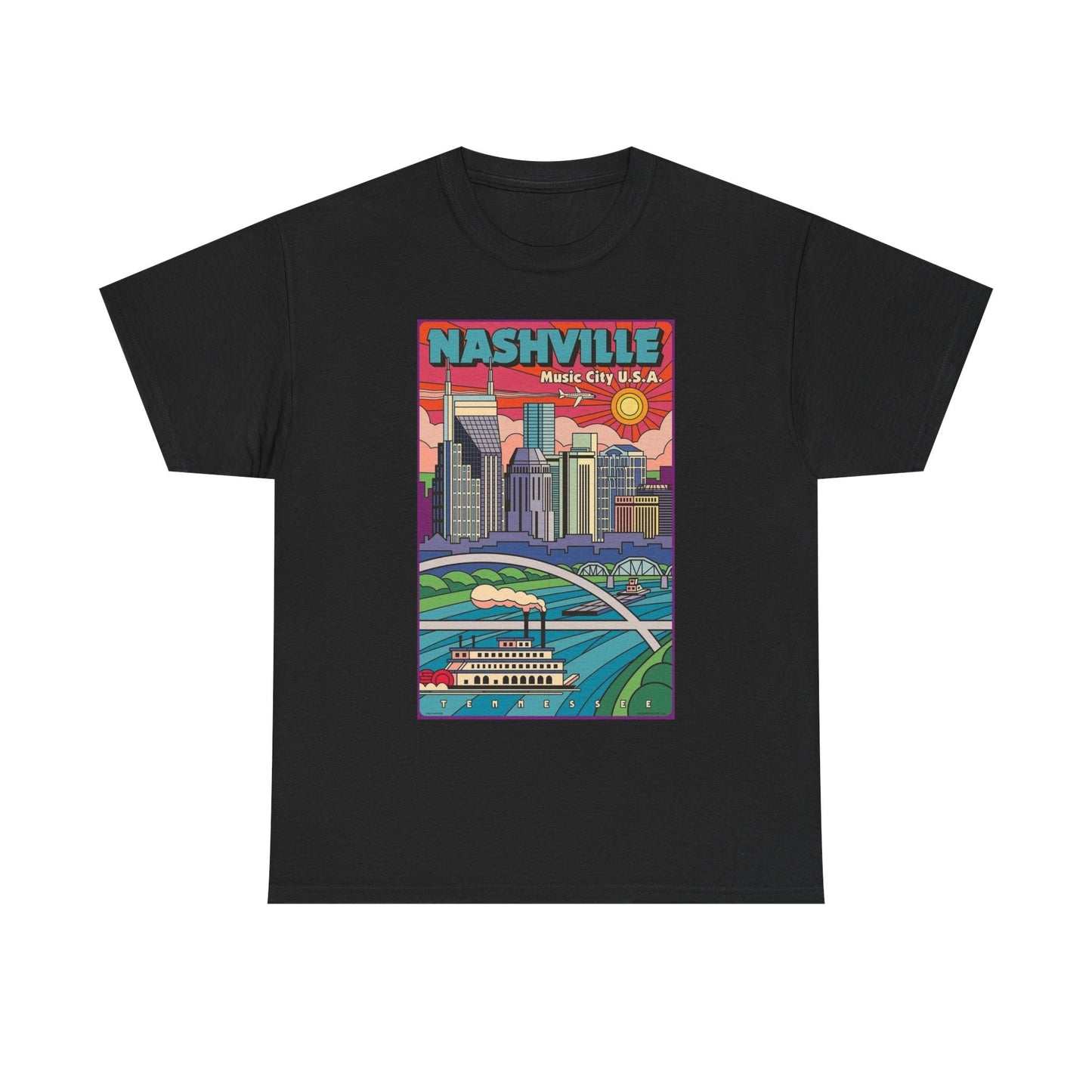 Nashville Graphic T Shirt Retro Tennessee Unisex Heavy Cotton Tee