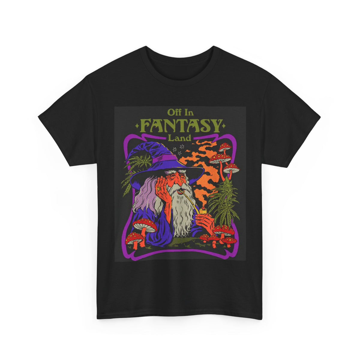 Fantasy Land Tshirt Wizard Weed Lords Funny 80s Graphic Unisex Heavy Cotton Tee