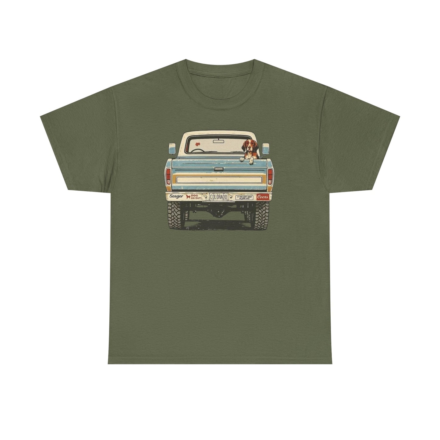 Mans Best Friend In Pickup Truck USA Graphic T Shirt NEW Unisex Heavy Cotton Tee