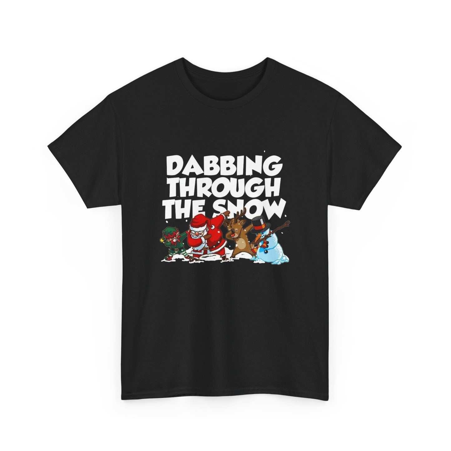 Dabbing Through The Snow Christmas Graphic T Shirt NEW Unisex Heavy Cotton Tee