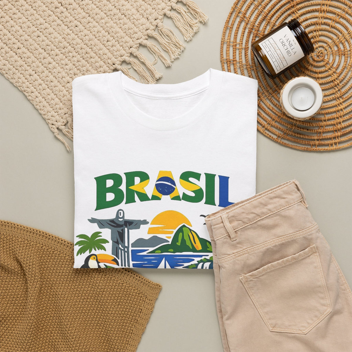 Brazil Flag Retro Graphic T Shirt Men's Heavy Cotton Tee