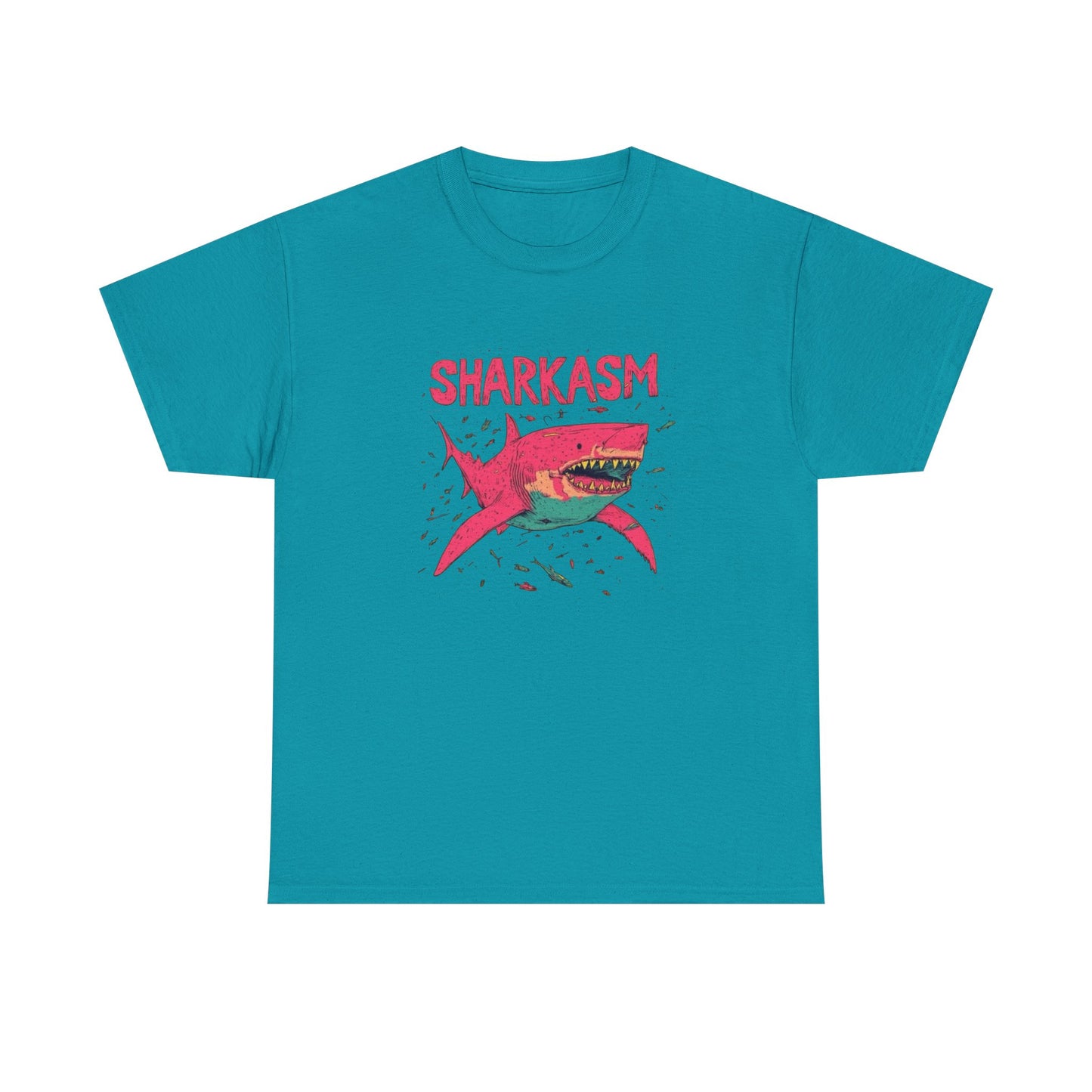 Sharkasm Funny Shark Week Graphic T Shirt NEW ADULT Unisex Heavy Cotton Tee