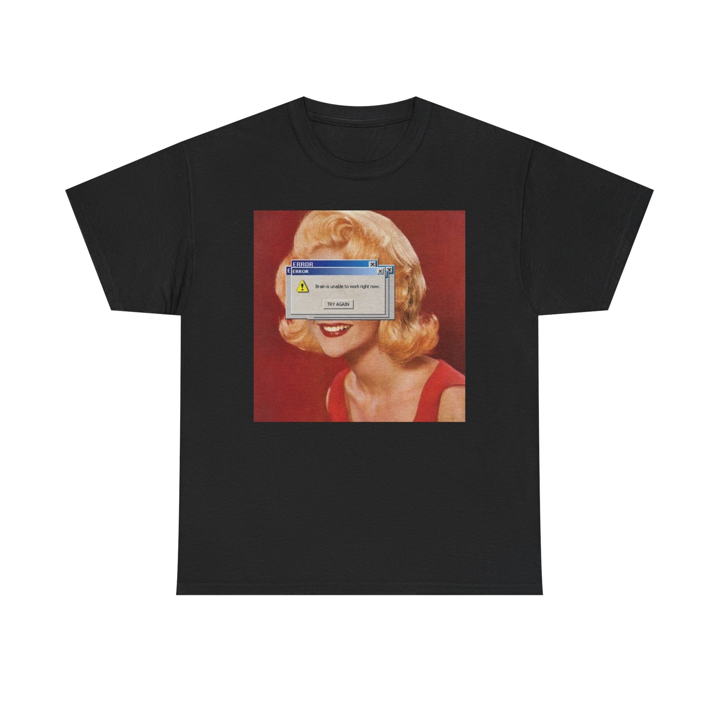 Brain Unable To Work Funny Vintage Graphic T Shirt Unisex Heavy Cotton Gift New