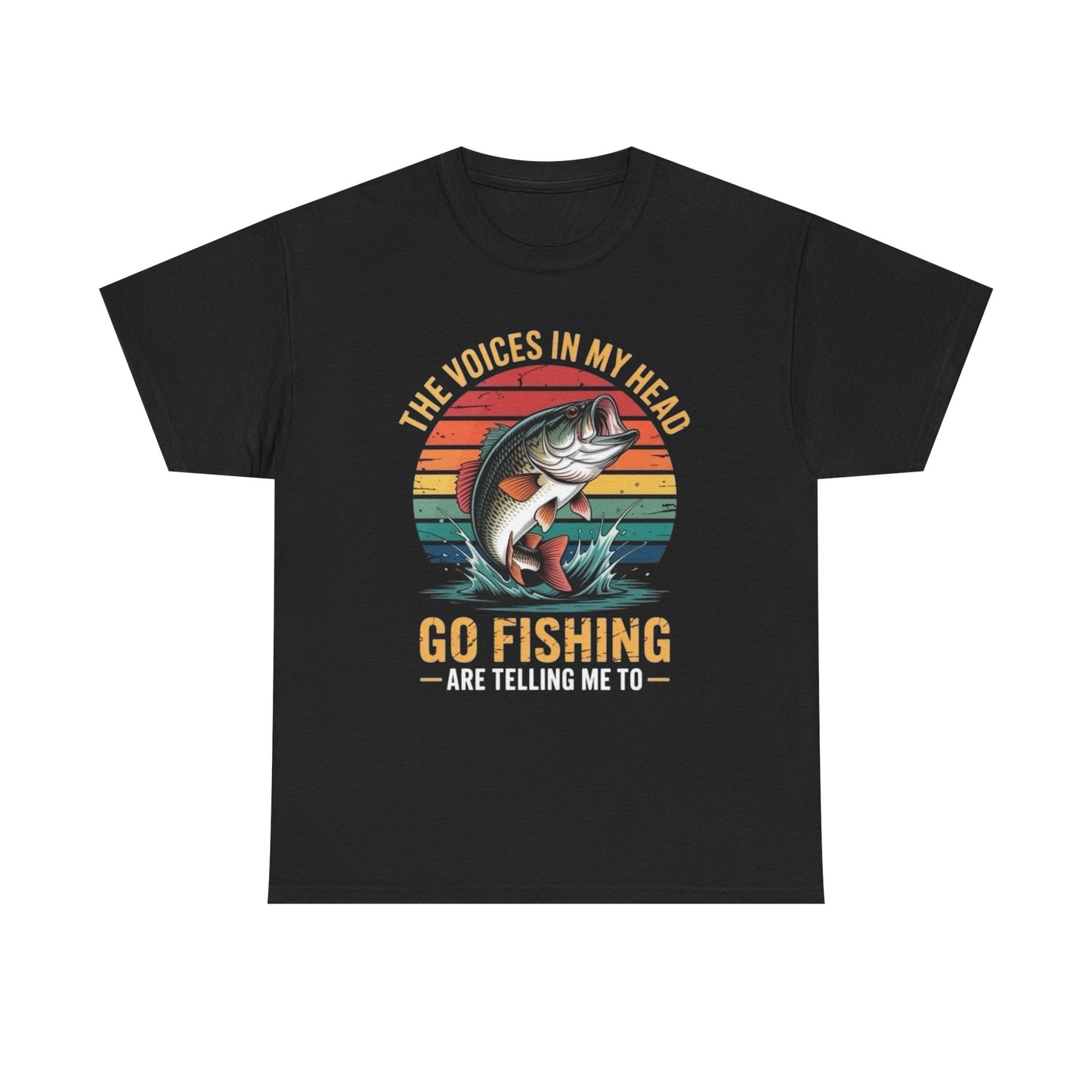 The Voices Telling Me To Go Fishing Graphic T Shirt NEW Adult Unisex Heavy Tee