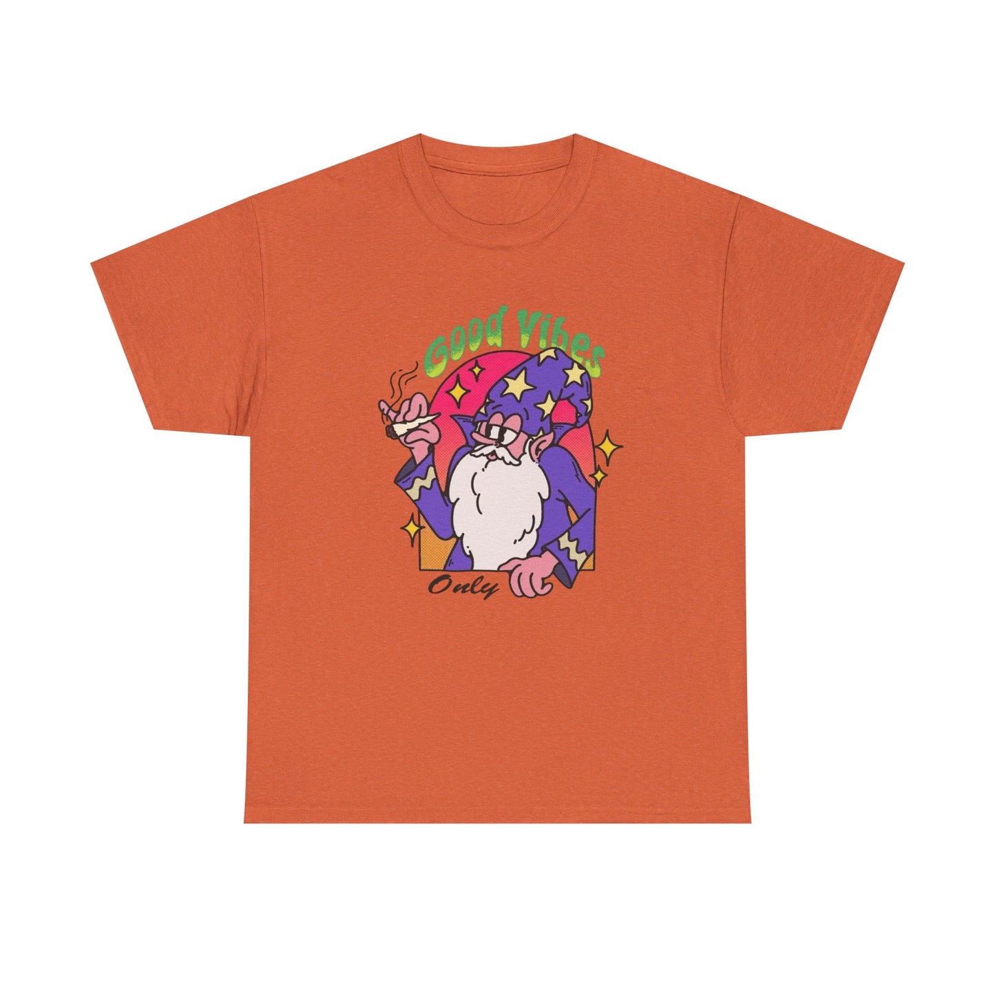Only Good Vibes Wizard T Shirt Graphic Unisex Heavy Cotton Tee NEW GIFT