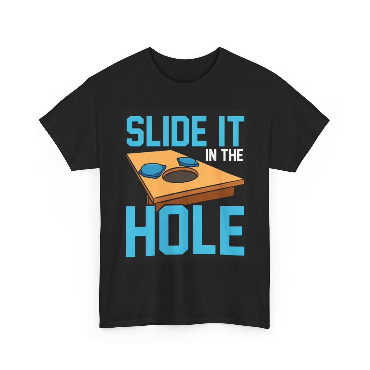 Slide It In The Hole T Shirt Funny Cornhole Beer Summer Unisex Heavy Cotton Tee
