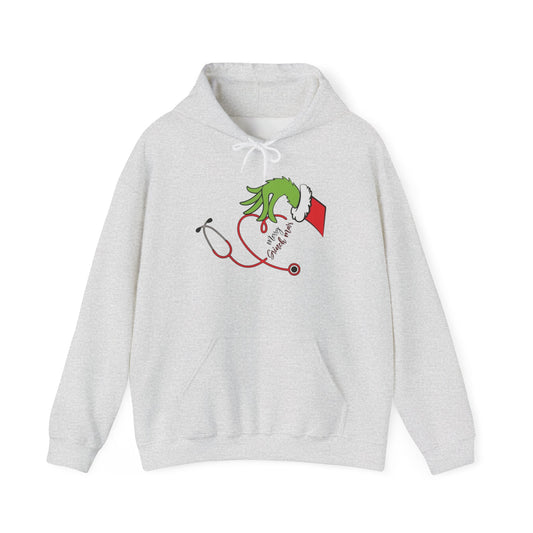 Merry Grinchmas Nurse Doctor Graphic Hoodie Unisex Heavy Blend Hooded Sweatshirt