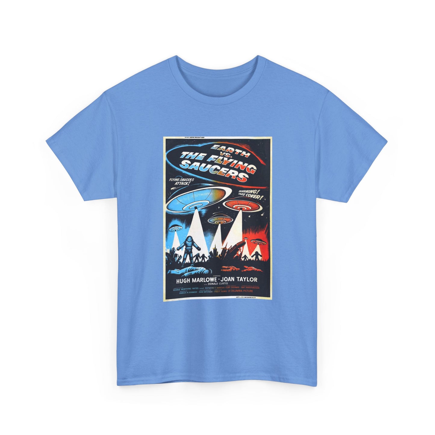 Earth vs Flying Saucers Tshirt Vintage Movie Poster Unisex Heavy Cotton Tee