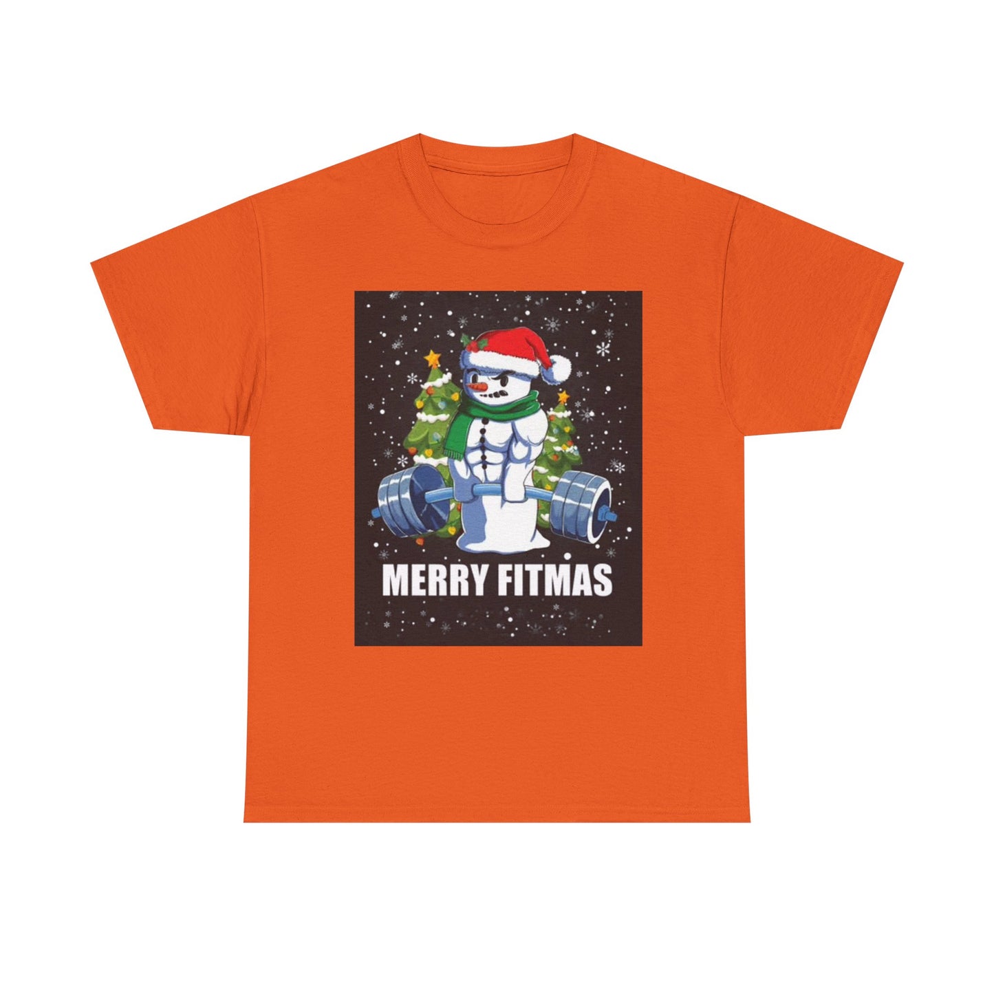 Merry Fitmas Shirt Funny Gym Snowman Christmas Gym Unisex Heavy Cotton Tee