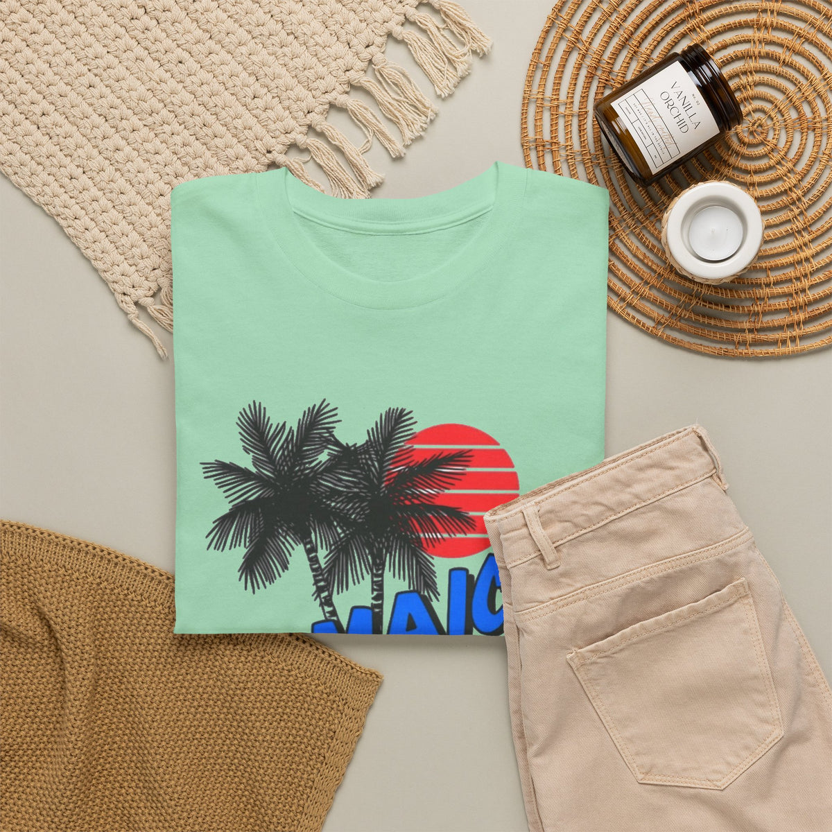 Jamaica Graphic T Shirt Men's Tropical Beach Retro Heavy Cotton Tee