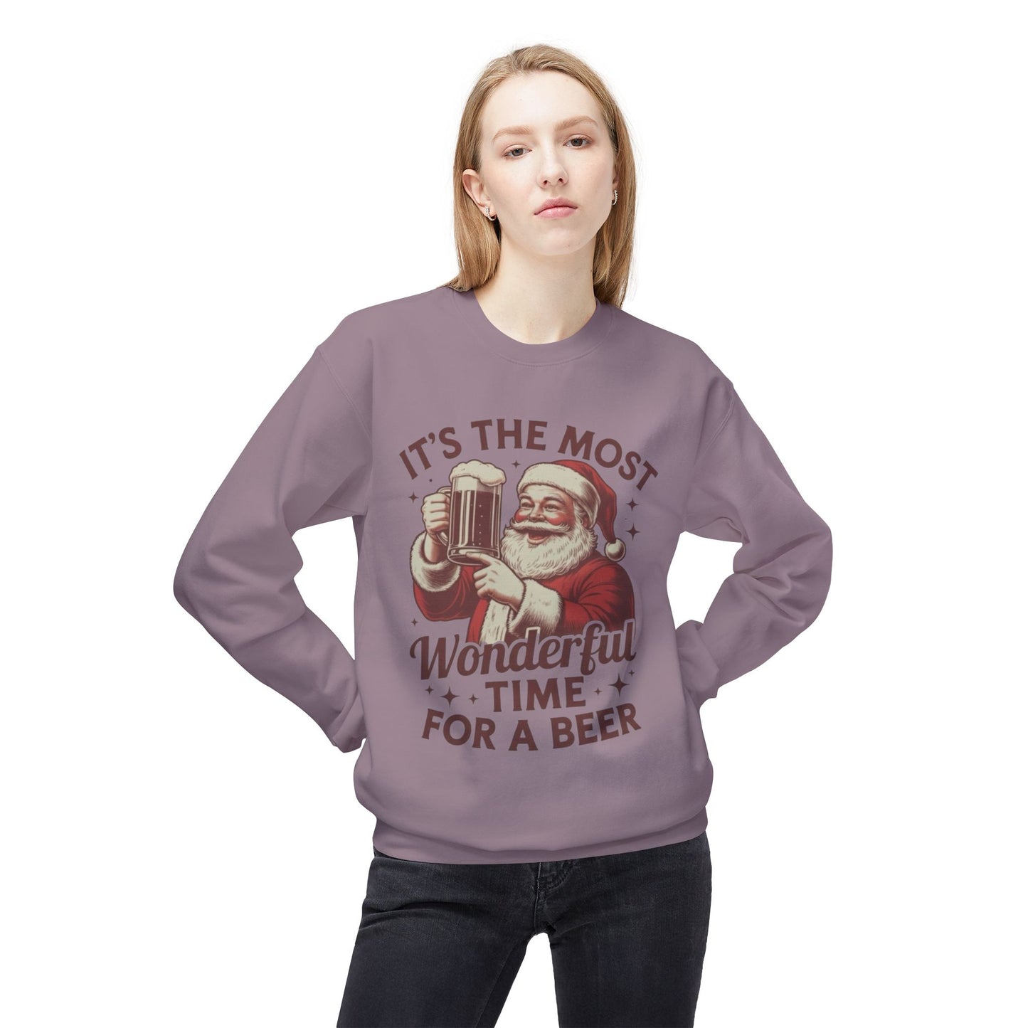 Christmas Beer Sweater NEW Unisex Fleece Crewneck Sweatshirt Funny NEW