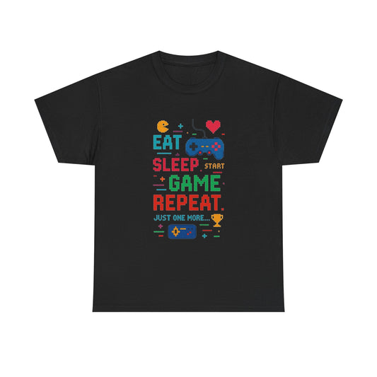 Eat Sleep Game Repeat Graphic T Shirt NEW Vintage Unisex Heavy Cotton Tee