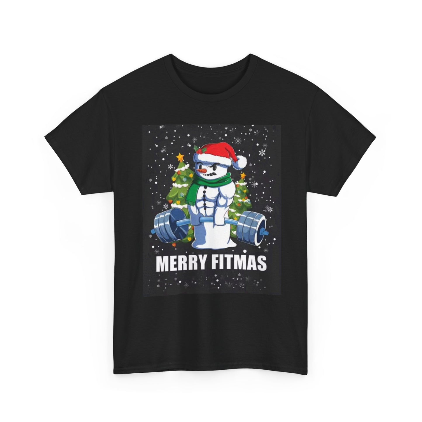 Merry Fitmas Shirt Funny Gym Snowman Christmas Gym Unisex Heavy Cotton Tee