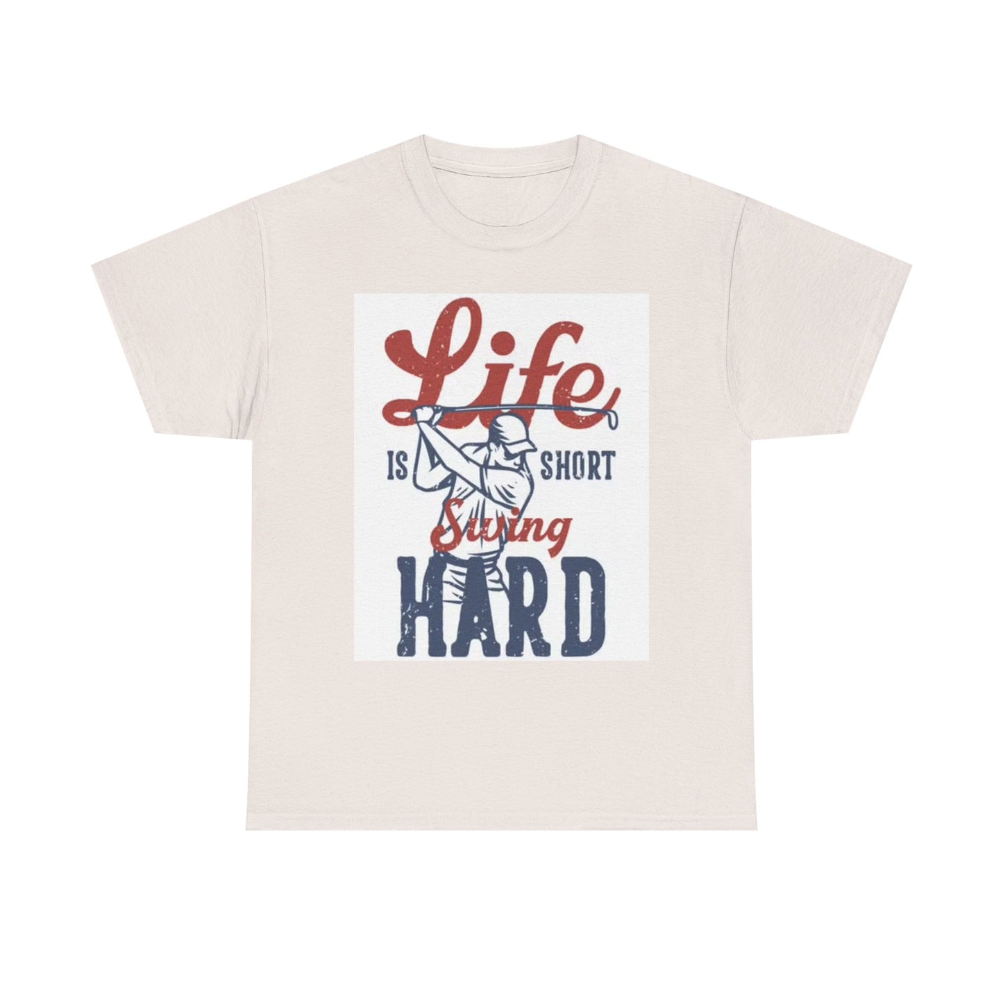 Life Is Short Swing Hard Graphic T Shirt Retro Golf Unisex Heavy Cotton Tee