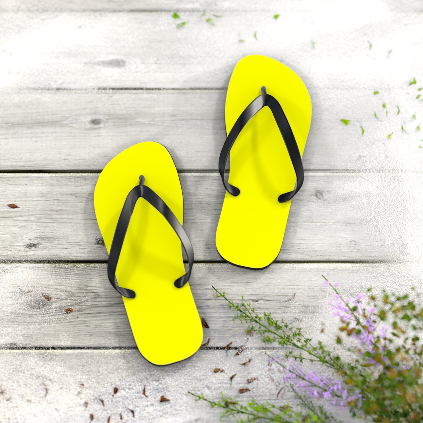 Bright Yellow Flip Flops, Sandals Slides, Summer Footwear, Brand New