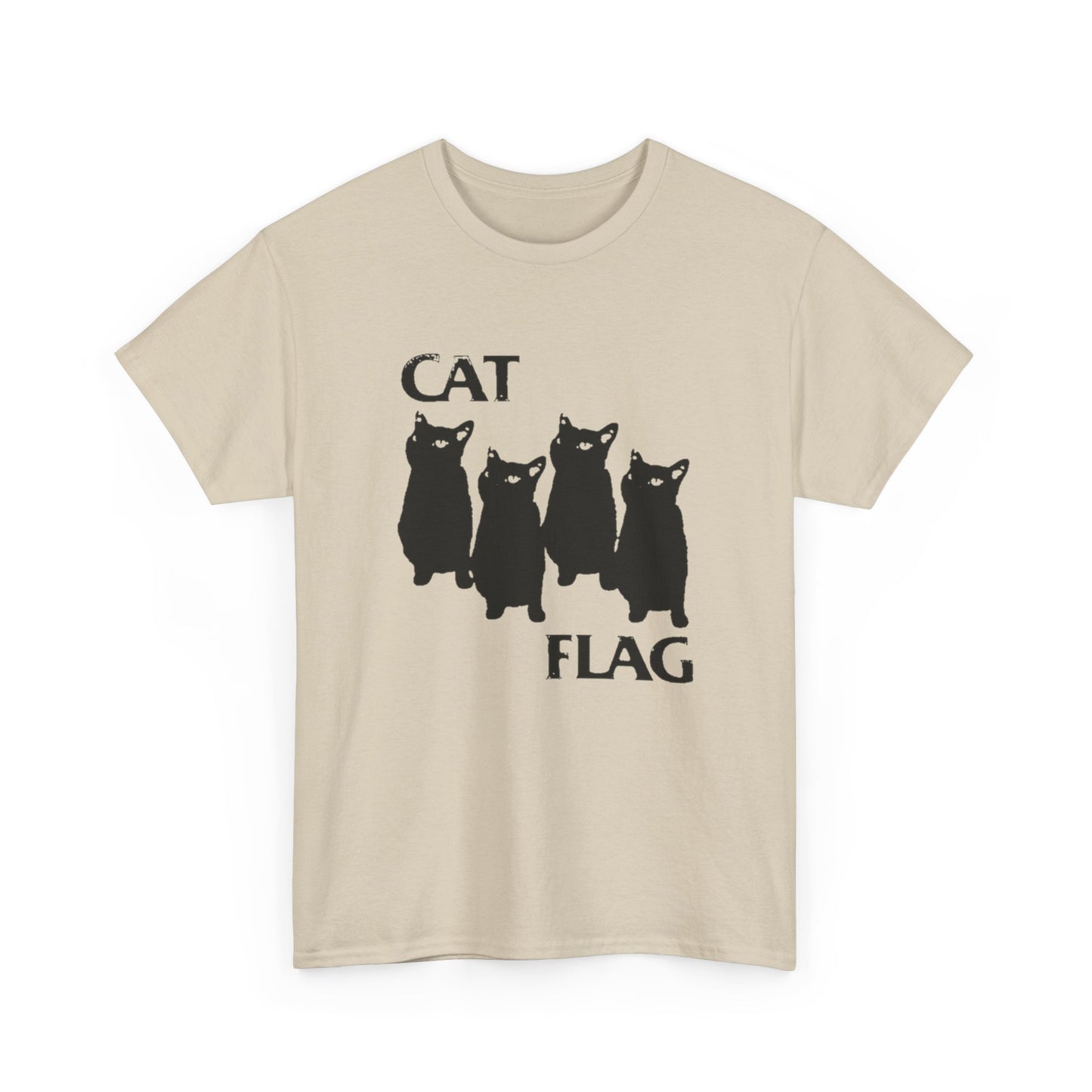 Cat Flag Funny Retro Graphic T Shirt Unisex Heavy Cotton Tee