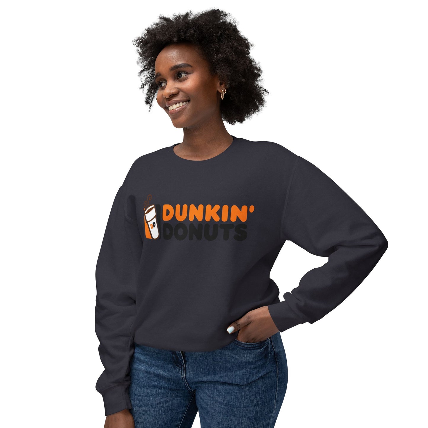 Dunkin Donuts Graphic Retro Logo Coffee Lover Lightweight Crewneck Sweatshirt