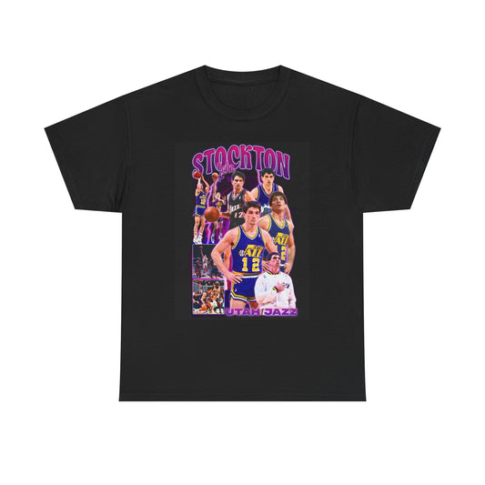 John Stockton Graphic T Shirt Vintage Basketball Retro Unisex Heavy Cotton Tee