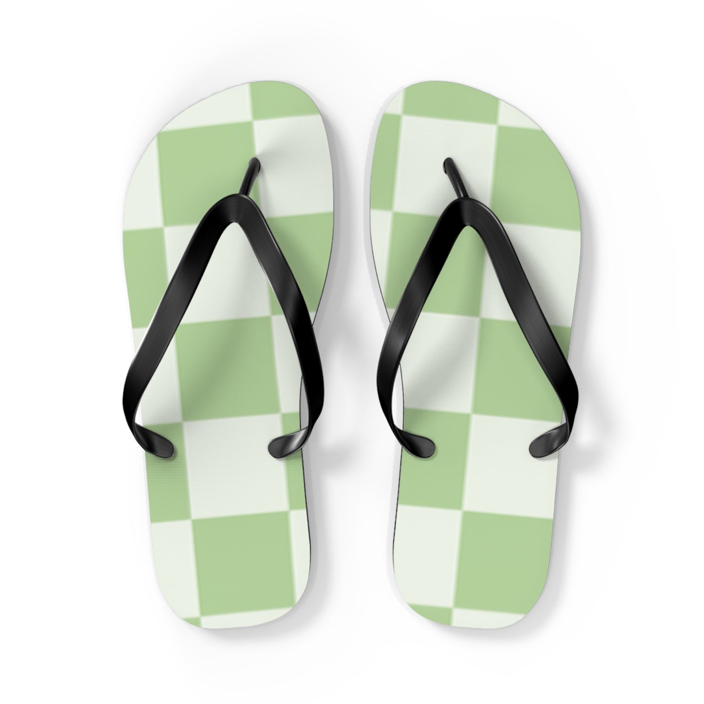 Green Checkered Sandals, Beach Shoes, Vacation Flip Flops, Pool Slides