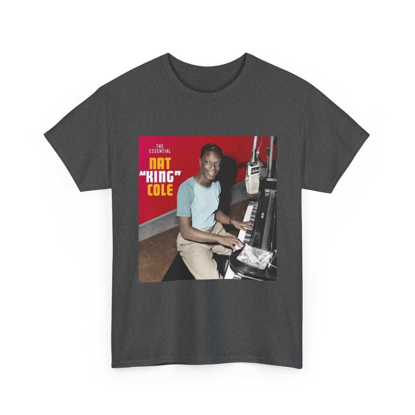 Nat King Cole Tshirt Vintage Piano Concert Poster retro Unisex Heavy Cotton Tee