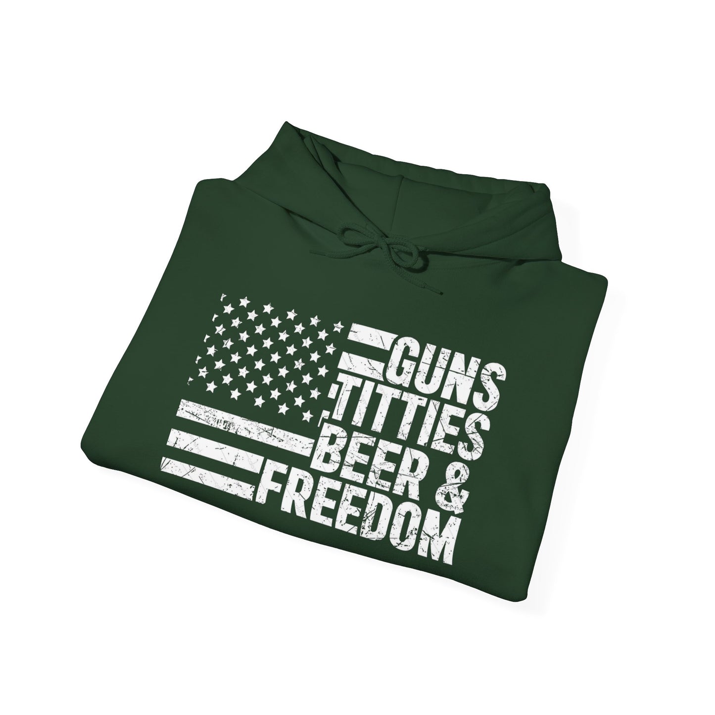 Guns Beer Freedom Women Flag Graphic Hoodie Heavy Blend Sweatshirt NEW