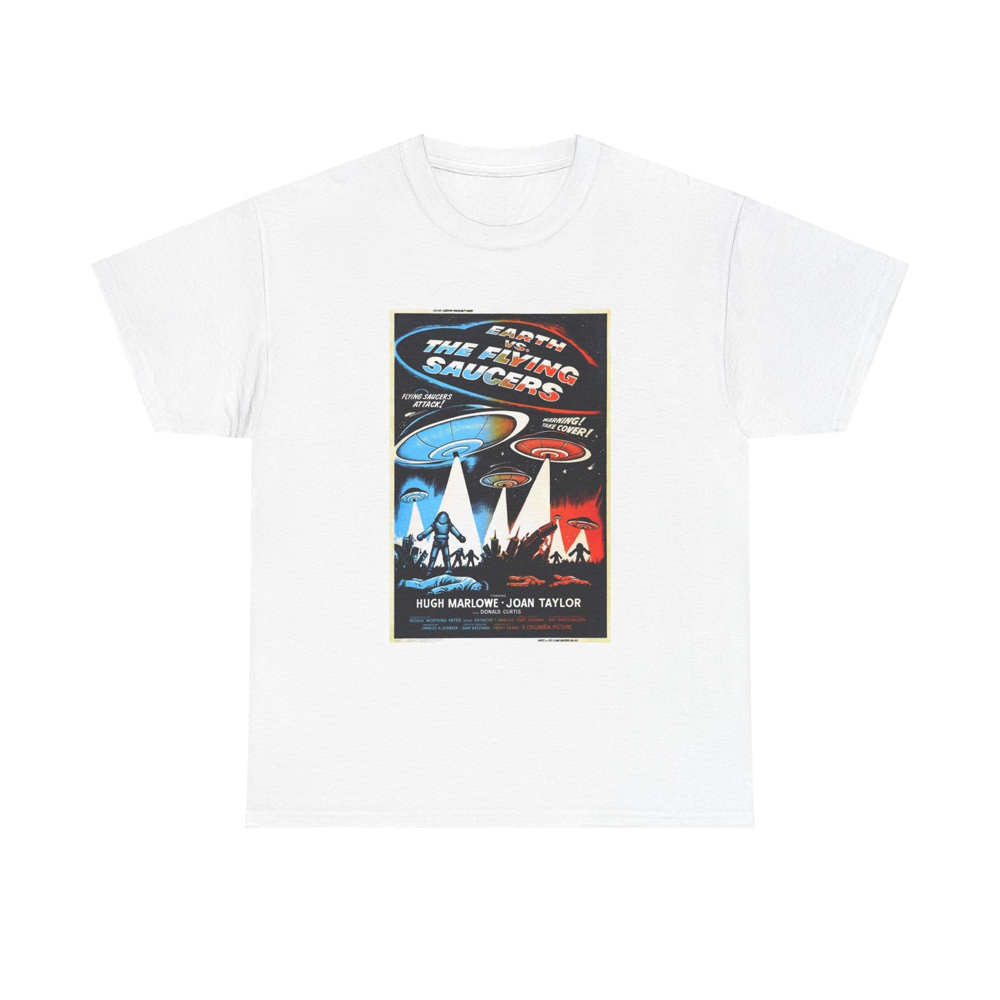 Earth vs Flying Saucers Tshirt Vintage Movie Poster Unisex Heavy Cotton Tee