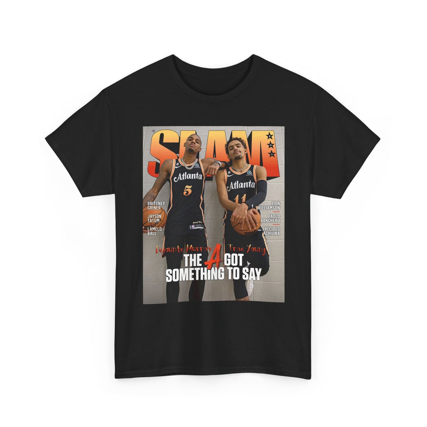 Trae Young Slam Cover Graphic T Shirt Retro Basketball Unisex Heavy Cotton Tee