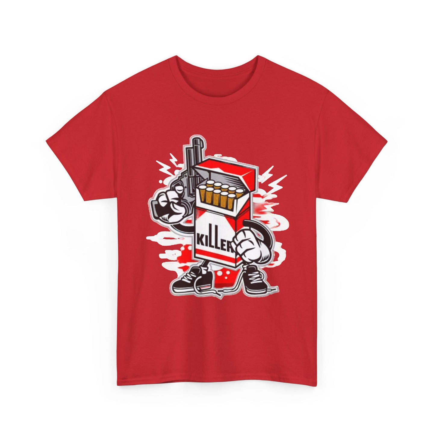 Killer Cigarette Graphic T Shirt Funny Cartoon Character Unisex Heavy Cotton Tee