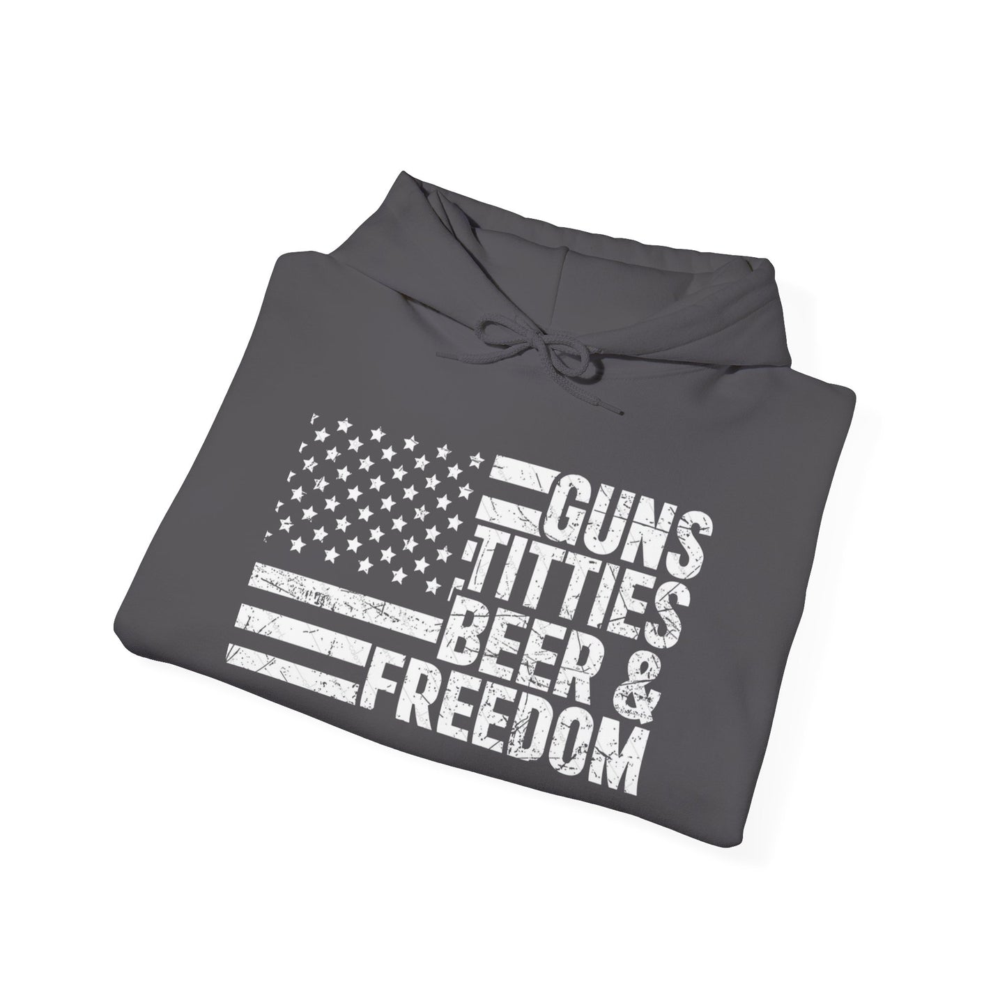 Guns Beer Freedom Women Flag Graphic Hoodie Heavy Blend Sweatshirt NEW