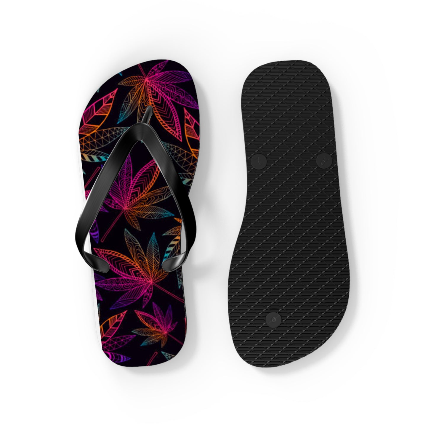 WAVES And SUN Co Sandals Weed Leaf - Flip Flops -Slides Summer Beach BRAND NEW