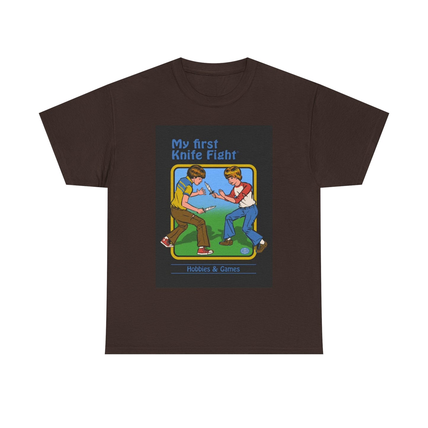 My First Knife Fight Tshirt Funny Kids Poster Retro 70s Unisex Heavy Cotton Tee