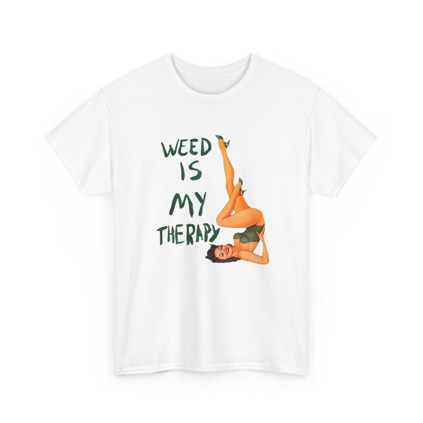 Weed Is My Therapy Graphic T Shirt Vintage Unisex Heavy Cotton Tee