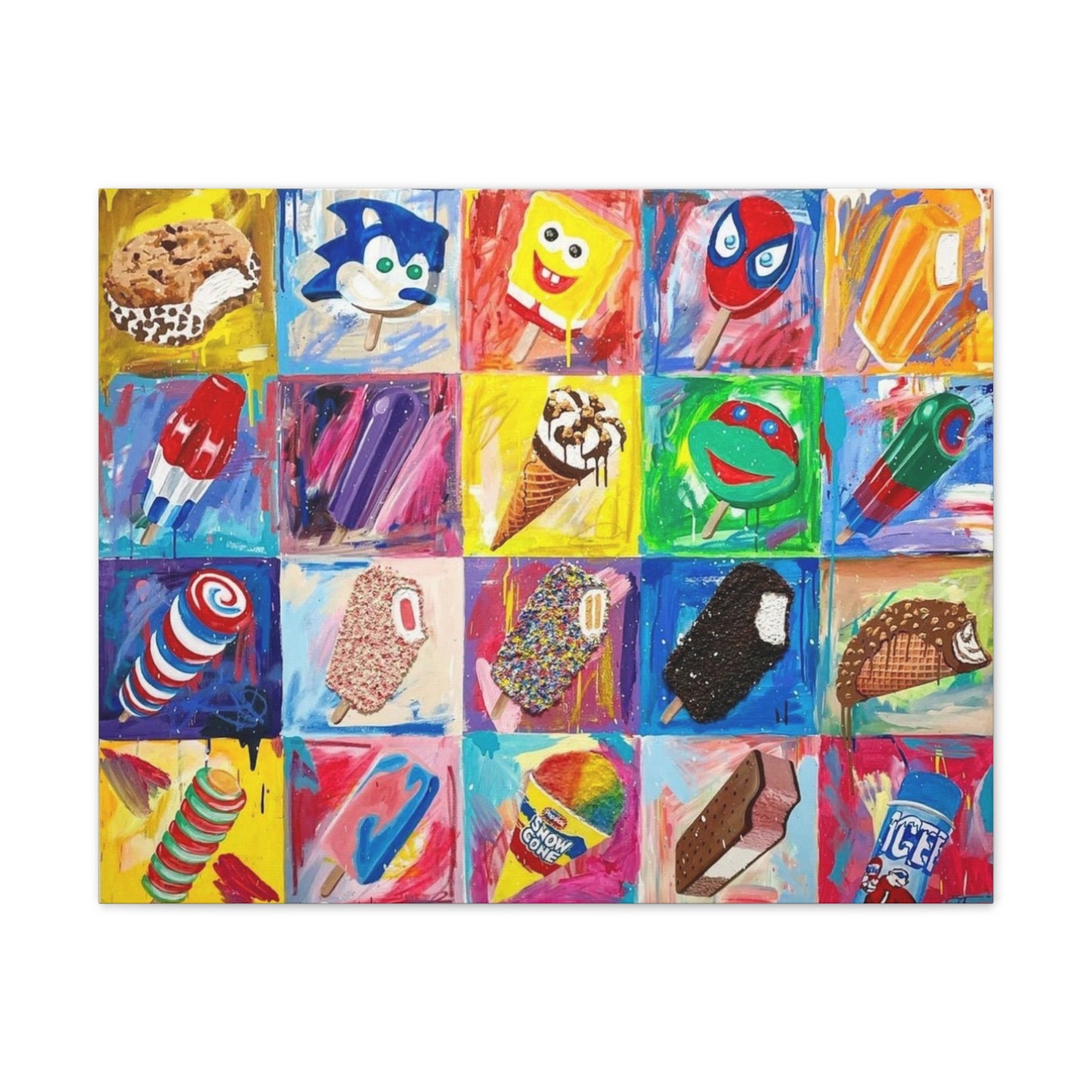 90s Kids Ice cream Painting Ice Cream Truck Retro Vintage Art Nostalgic Canvas