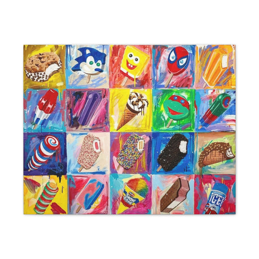 90s Kids Ice cream Painting Ice Cream Truck Retro Vintage Art Nostalgic Canvas