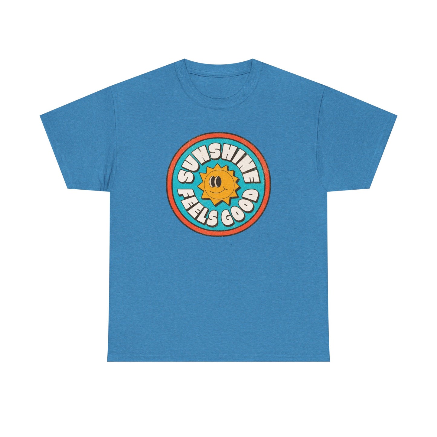 Sunshine Feels Good Graphic T Shirt Happy Smiles Unisex Heavy Cotton Tee