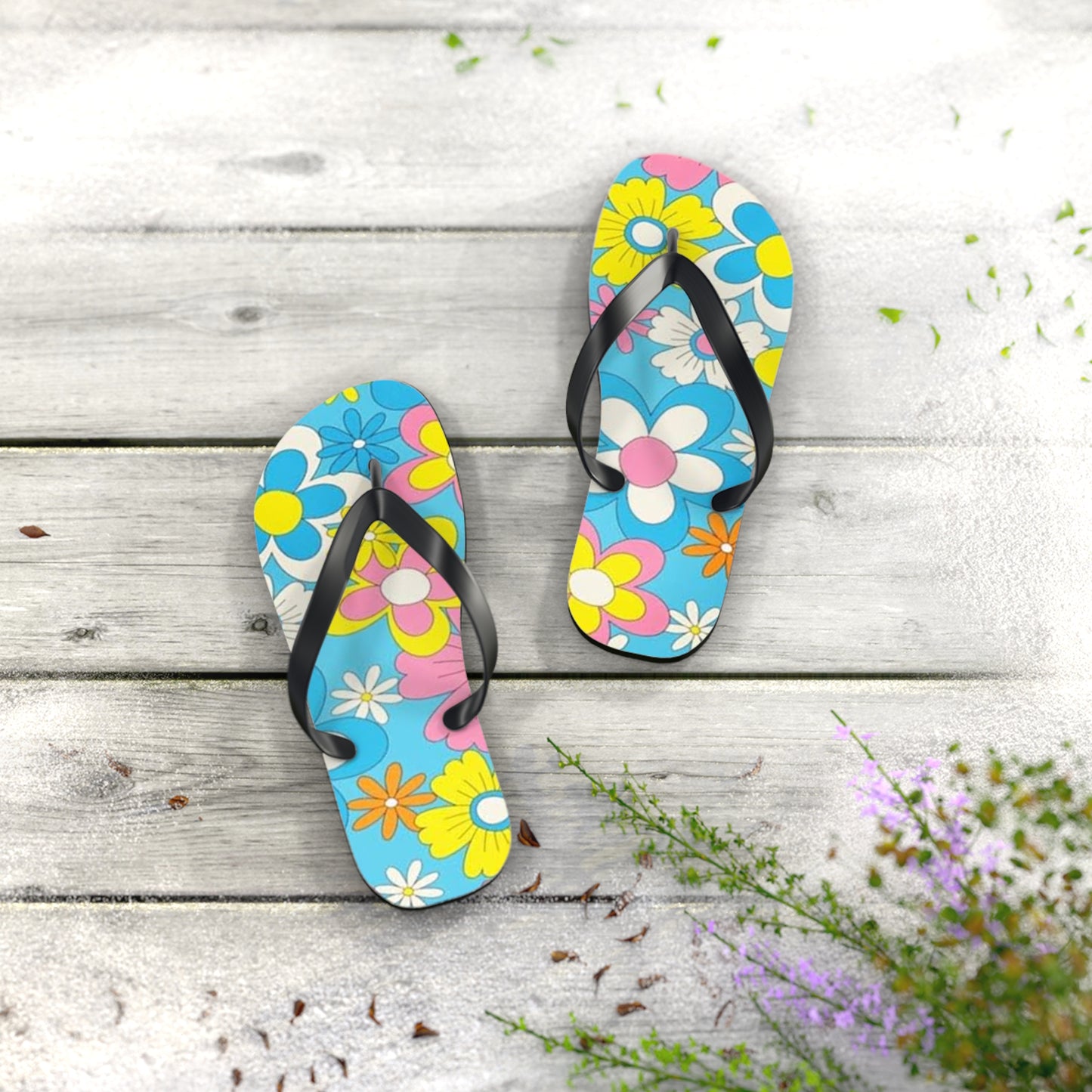 Pastel Flowers Sandals Summer Flip Flops Slides BRAND NEW