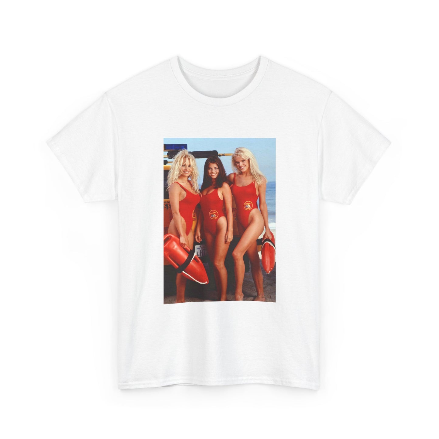 Pam Anderson Tshirt Vintage Baywatch Babes Bikini Beach Unisex Heavy Cotton Tee