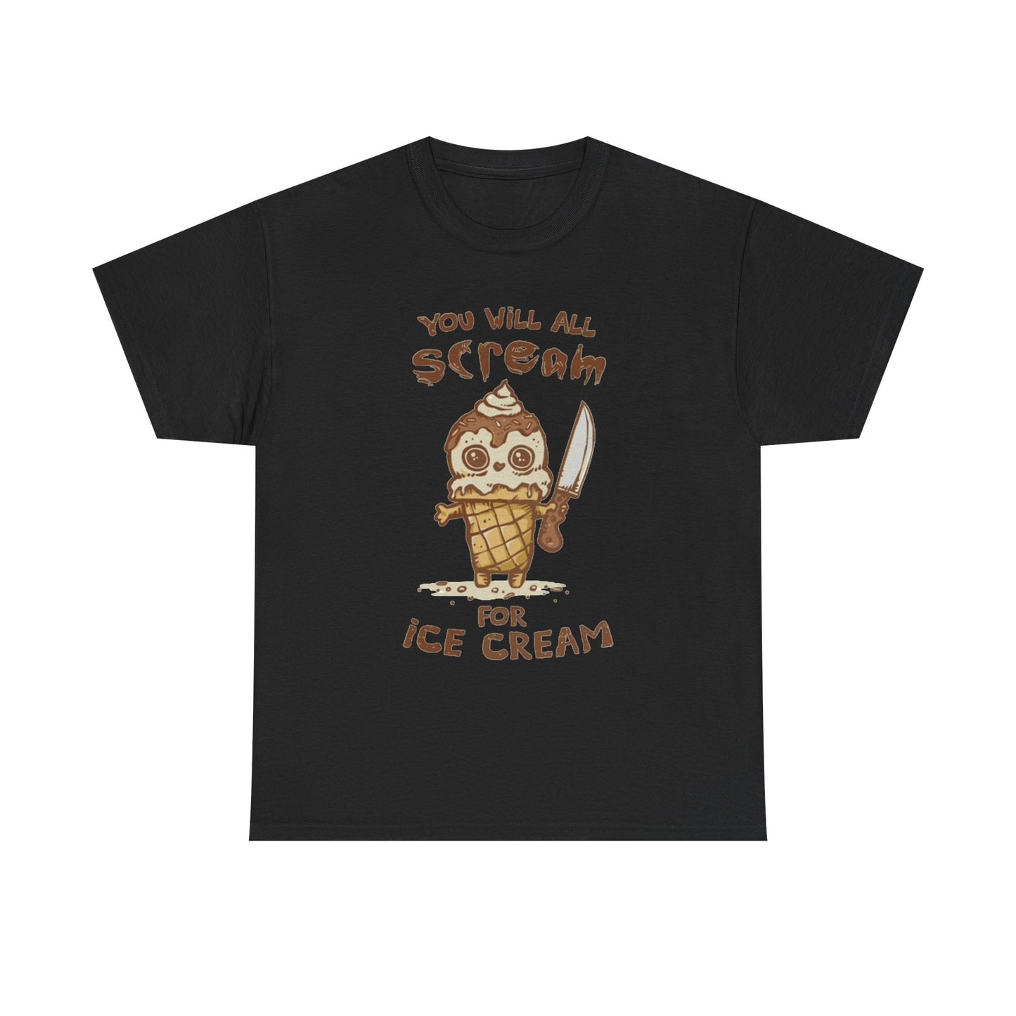 Scream For Ice Cream Funny Graphic T Shirt NEW Unisex Heavy Cotton Tee