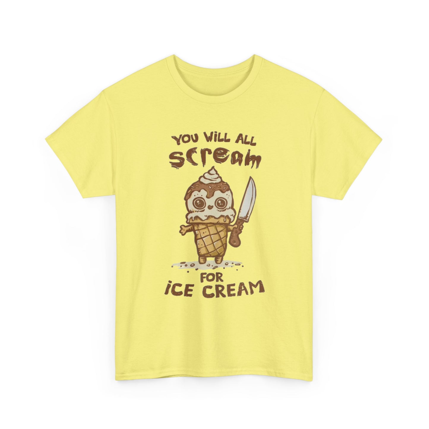 Scream For Ice Cream Funny Graphic T Shirt NEW Unisex Heavy Cotton Tee